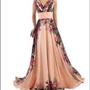 Grace Karin Floral Chiffon Dress
